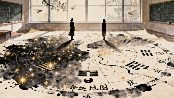 jimeng-2026-05-22-4539-升华的意境，呼应文章结尾：一幅巨大的、由星光与墨迹共同绘就的“命运地图”在虚空中....png